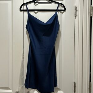 Urban Outfitters navy slip dress cowl neck